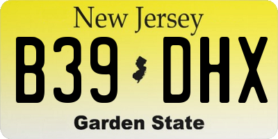 NJ license plate B39DHX