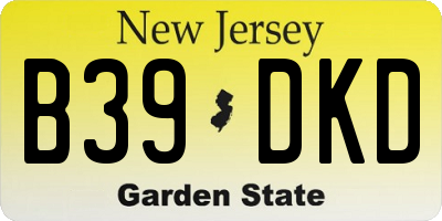NJ license plate B39DKD