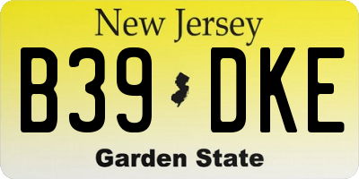 NJ license plate B39DKE