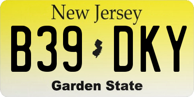 NJ license plate B39DKY