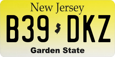 NJ license plate B39DKZ