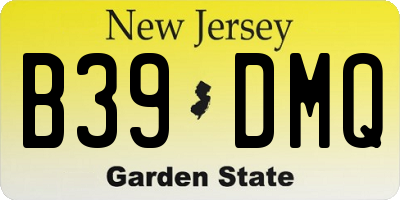 NJ license plate B39DMQ