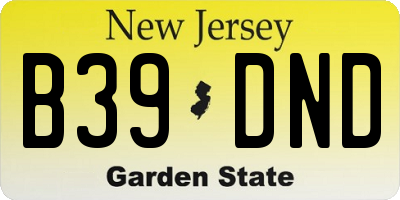 NJ license plate B39DND