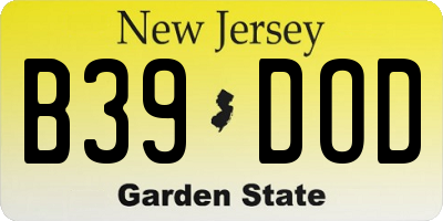 NJ license plate B39DOD