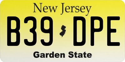 NJ license plate B39DPE