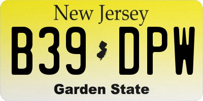 NJ license plate B39DPW