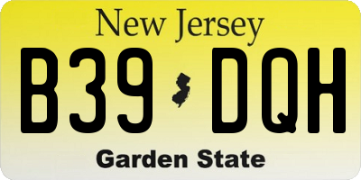 NJ license plate B39DQH