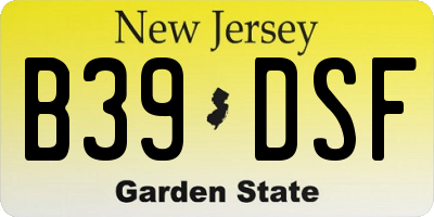 NJ license plate B39DSF