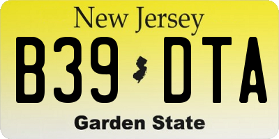 NJ license plate B39DTA