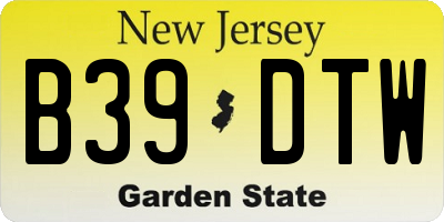 NJ license plate B39DTW