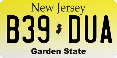 NJ license plate B39DUA