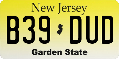 NJ license plate B39DUD