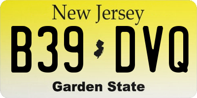 NJ license plate B39DVQ