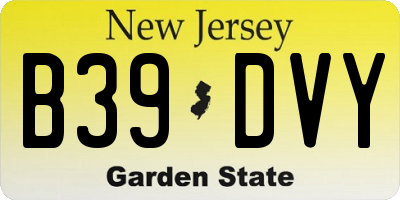 NJ license plate B39DVY