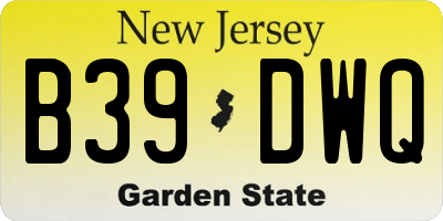 NJ license plate B39DWQ