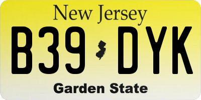 NJ license plate B39DYK