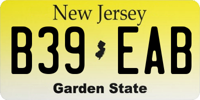 NJ license plate B39EAB