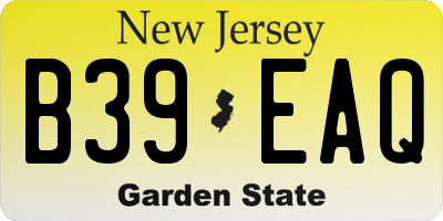 NJ license plate B39EAQ