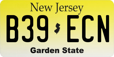 NJ license plate B39ECN