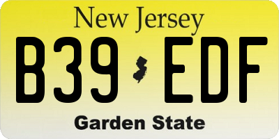 NJ license plate B39EDF