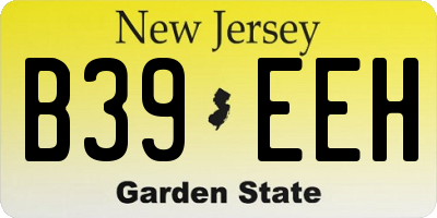 NJ license plate B39EEH