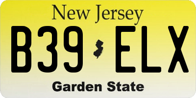 NJ license plate B39ELX
