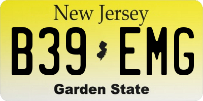 NJ license plate B39EMG
