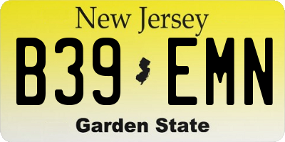 NJ license plate B39EMN