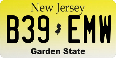 NJ license plate B39EMW