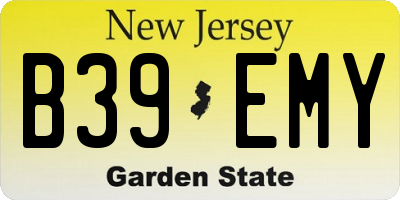 NJ license plate B39EMY