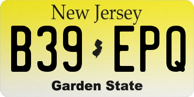 NJ license plate B39EPQ
