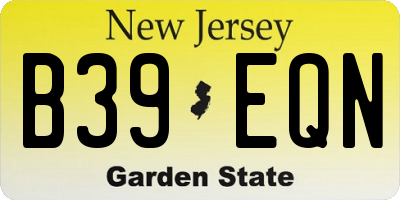 NJ license plate B39EQN