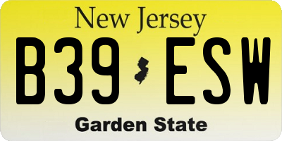 NJ license plate B39ESW