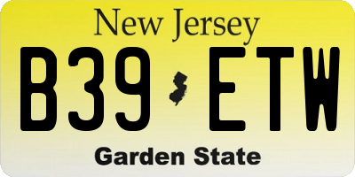NJ license plate B39ETW