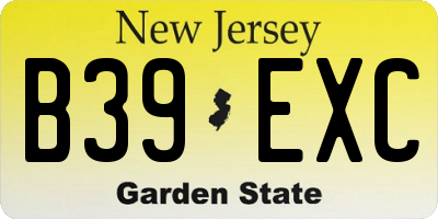 NJ license plate B39EXC