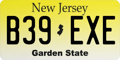 NJ license plate B39EXE