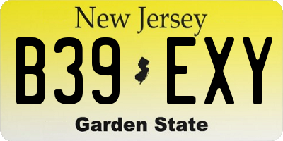 NJ license plate B39EXY