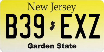 NJ license plate B39EXZ