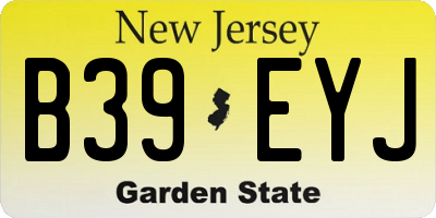 NJ license plate B39EYJ