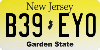 NJ license plate B39EYO