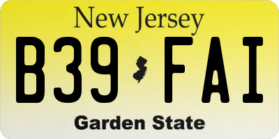 NJ license plate B39FAI