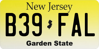 NJ license plate B39FAL