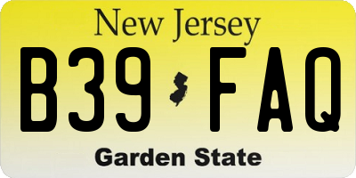 NJ license plate B39FAQ