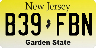 NJ license plate B39FBN