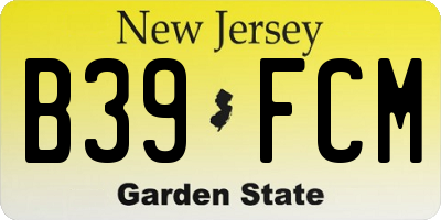 NJ license plate B39FCM