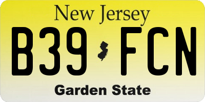 NJ license plate B39FCN