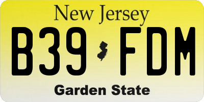 NJ license plate B39FDM