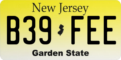 NJ license plate B39FEE