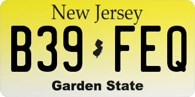NJ license plate B39FEQ