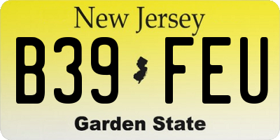 NJ license plate B39FEU